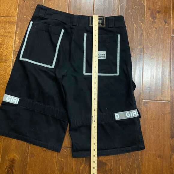 Marithe Francois Girbaud Vintage Strap Black Grey Jorts Denim Shorts Mens 34 - Picture 9 of 9